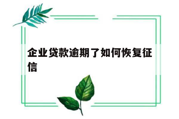 企业贷款逾期了如何恢复征信