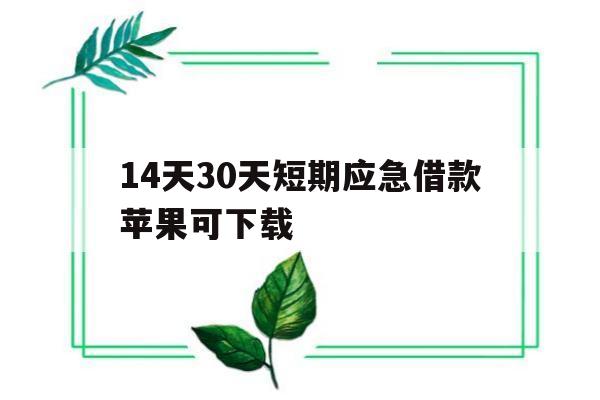 14天30天短期应急借款苹果可下载