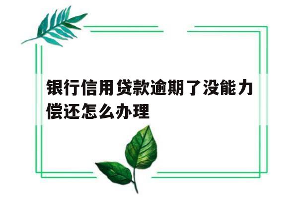 银行信用贷款逾期了没能力偿还怎么办理