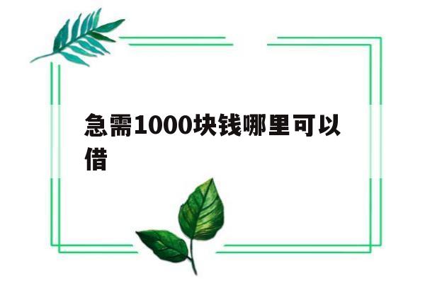 急需1000块钱哪里可以借