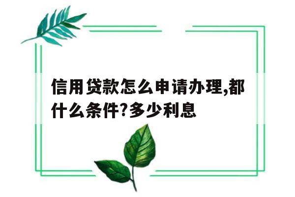 包含信用贷款怎么申请办理,都什么条件?多少利息的词条