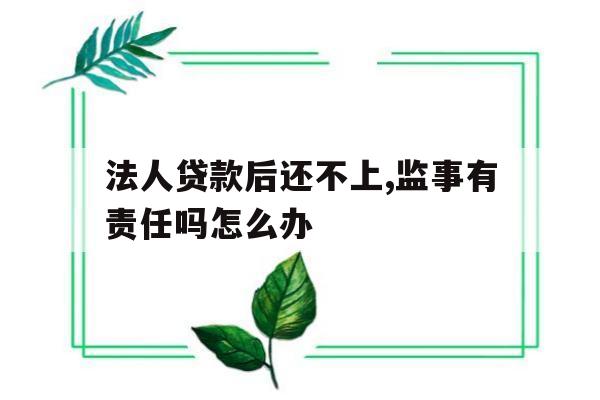 法人贷款后还不上,监事有责任吗怎么办的简单介绍