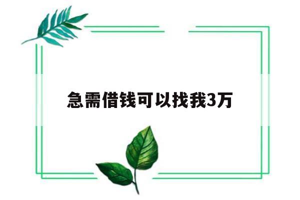 急需借钱可以找我3万