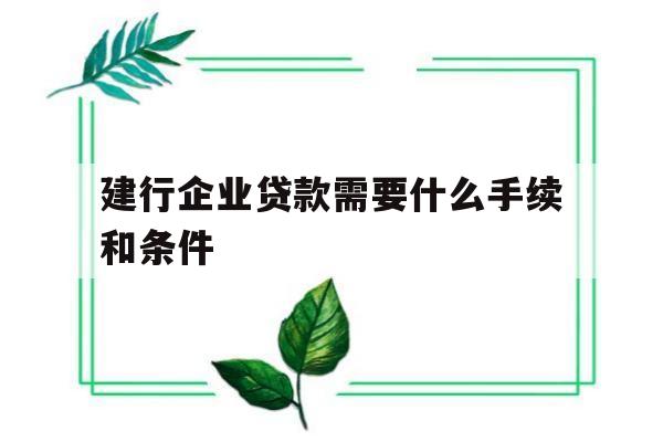 建行企业贷款需要什么手续和条件