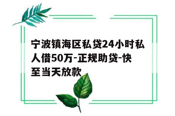 宁波镇海区私贷24小时私人借50万-正规助贷-快至当天放款