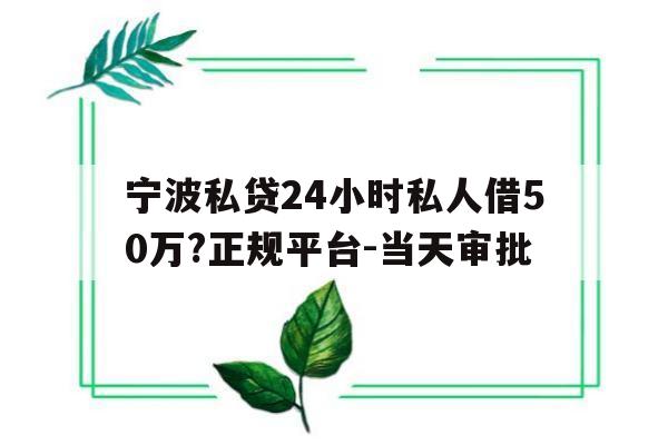 宁波私贷24小时私人借50万?正规平台-当天审批