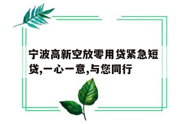 宁波高新空放零用贷紧急短贷,一心一意,与您同行